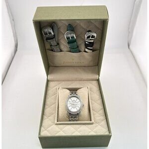 Judith Ripka Watch Madison 4 Interchangeable Bands Silver Tone New Battery Box